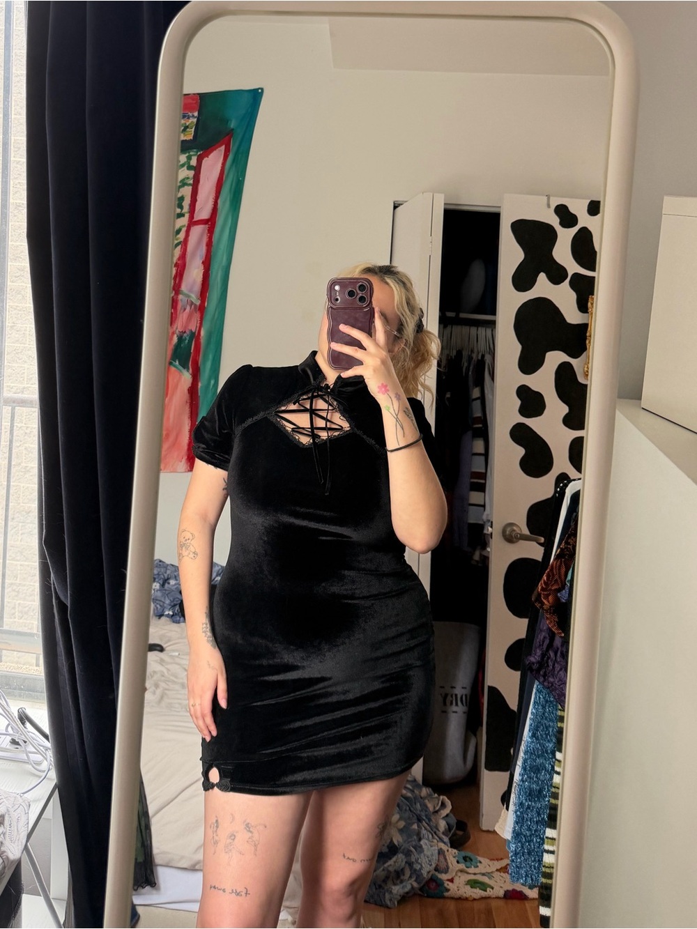 Black Velvet Bodycon Mini Dress